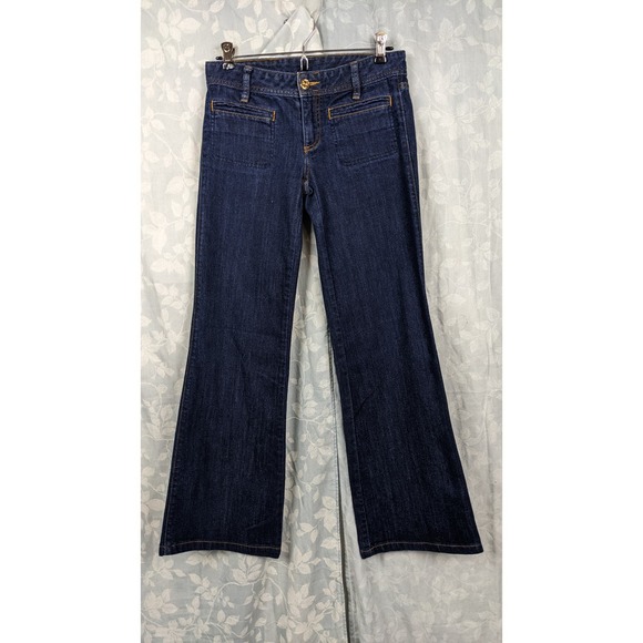 Tory Burch Welt Pocket Mid Rise Wide Leg Jeans Size 25 - Picture 1 of 6